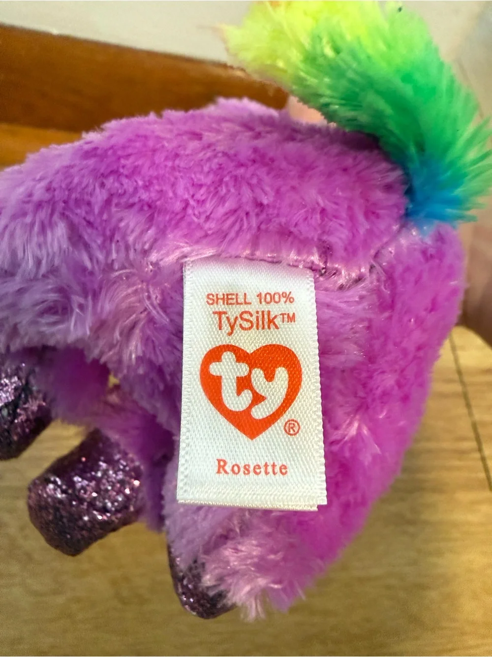 TY Silk Beanie Boos Plush ROSETTE Purple Unicorn 6
